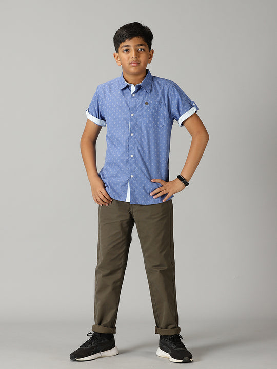 Boys Half Sleeve Printed Shirts & Basic 5 Pkt Casual Pant Set