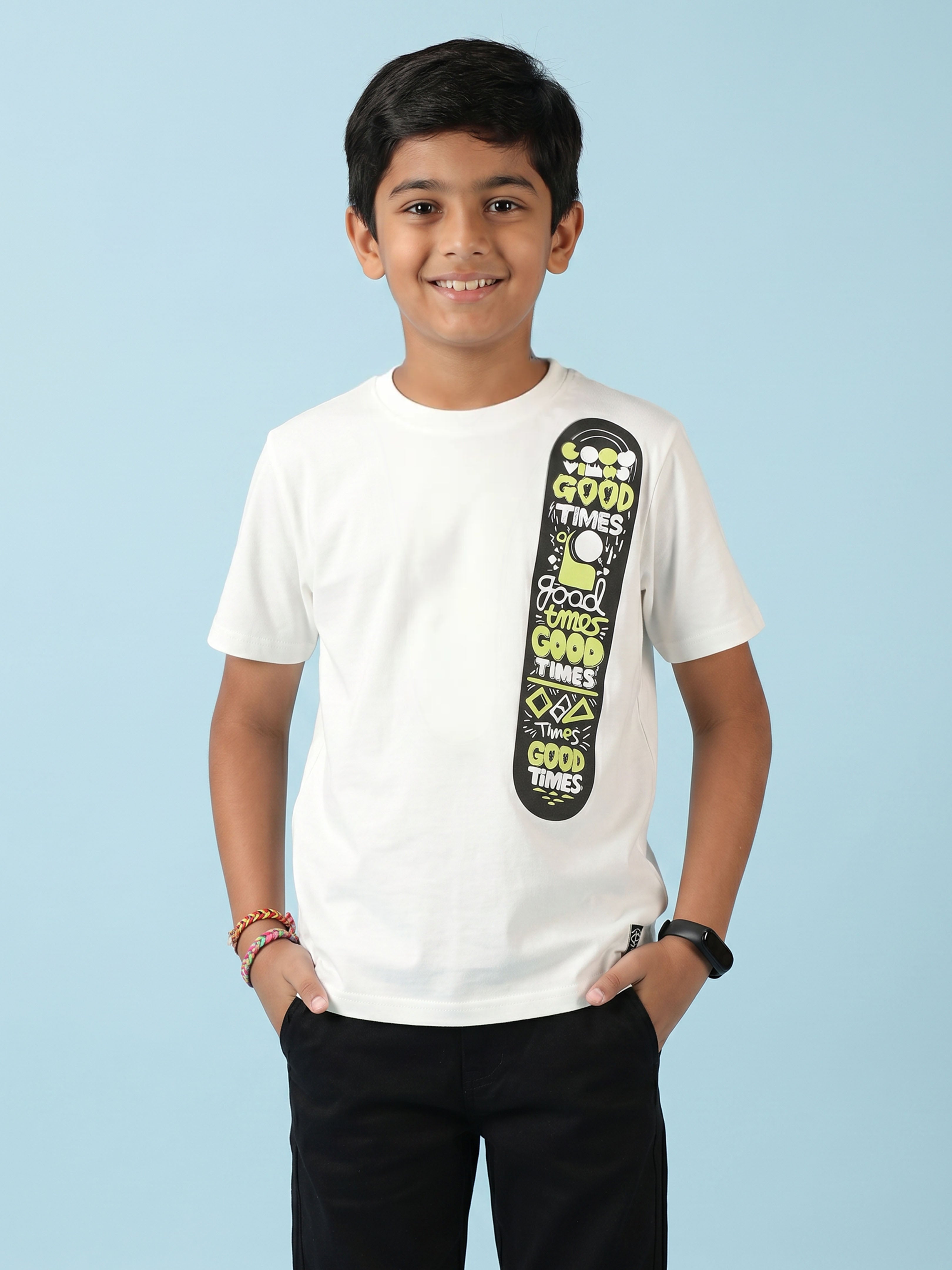 Kiddopanti Boys Cotton Knit Half Sleeves Printed T-shirt