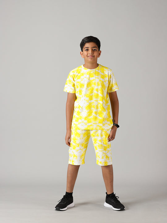 Boys Tie & Dye Print Tee & Shorts Set