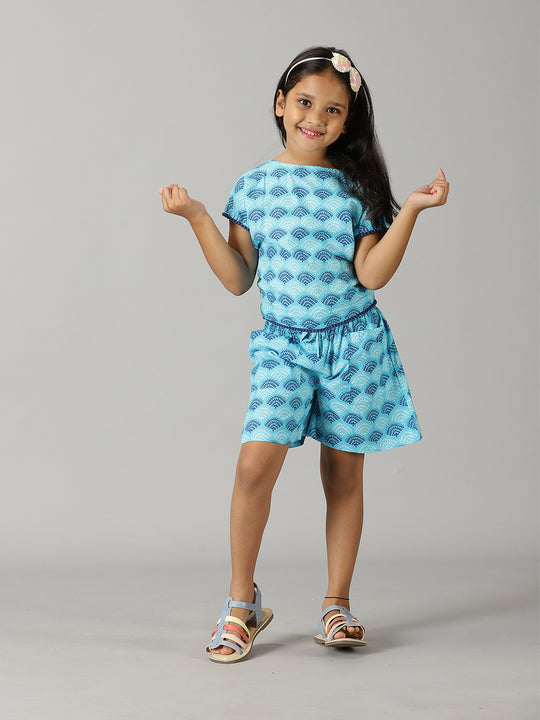 Girls Pom Pom Lace Top and Shorts Co-ord Set