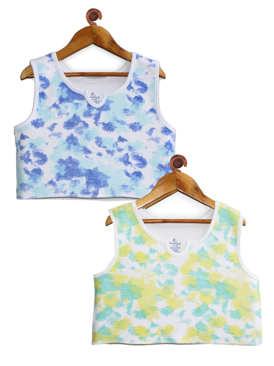 Girls Tie & Dye Print Rib Crop Tank Top Pack of 2