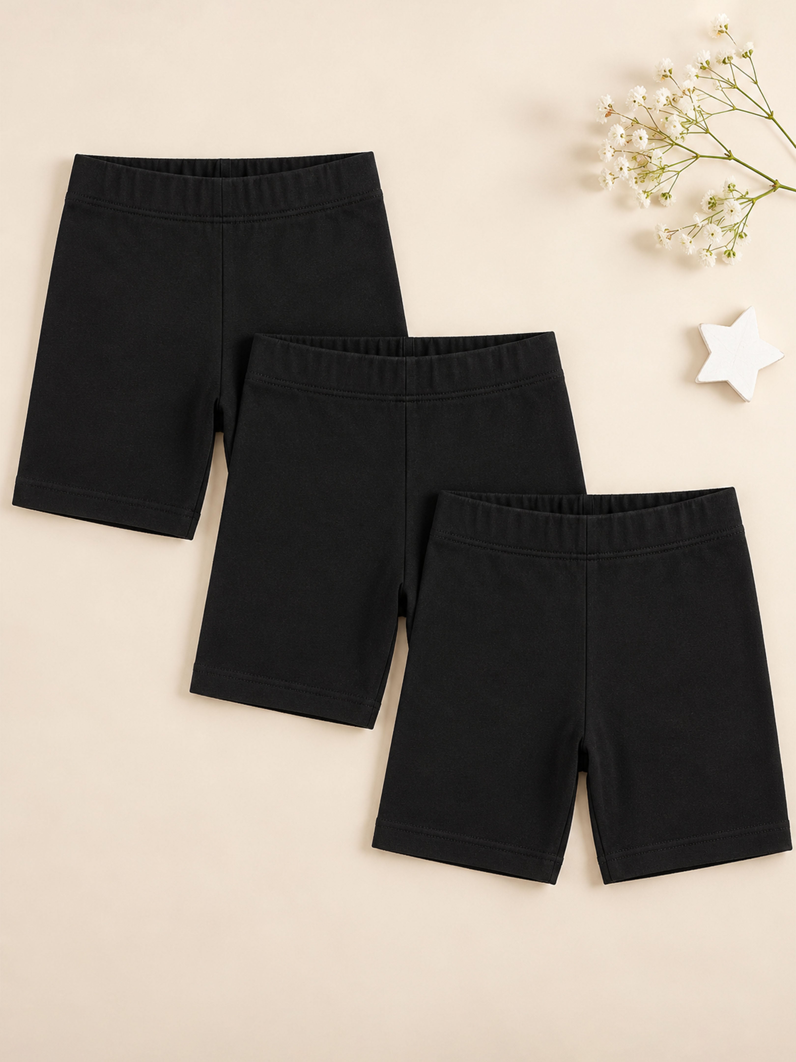 Kiddopanti Girls Cotton Spandex Cycling Shorts Pack of 3
