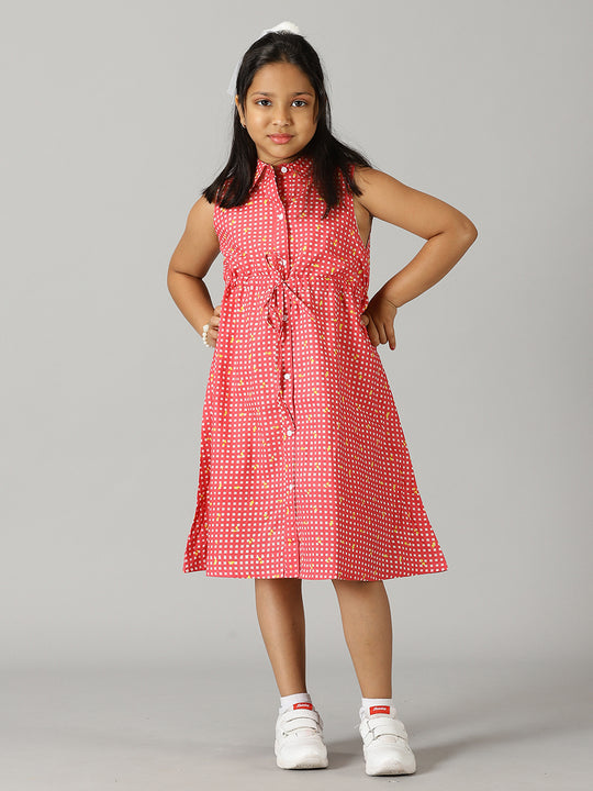 Girls Sleeveless button up Shirt dress