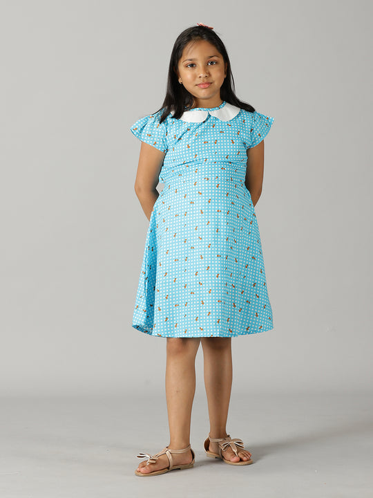 Girls Patter Pan collar Back Cut Out Dress