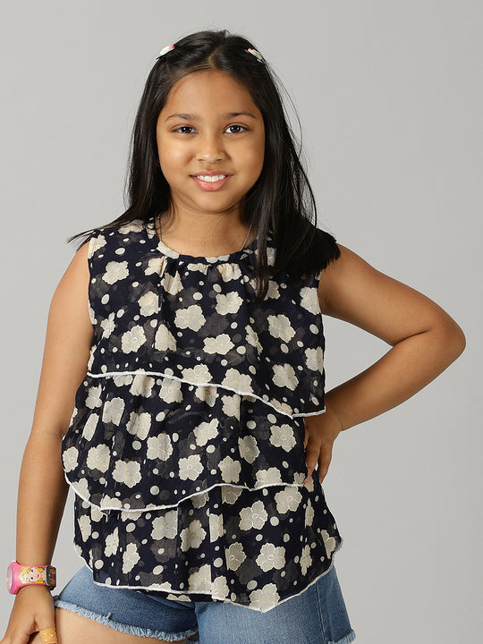 Girls Sleeveless Layered Top