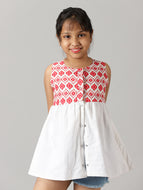 Girls Reversible Cotton Top - Red & Yellow / 4-6Y