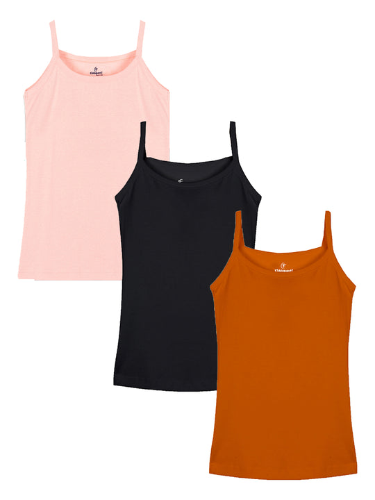Girls Solid Tank Top Pack of 3