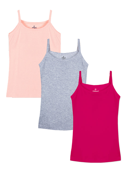 Girls Solid Tank Top Pack of 3