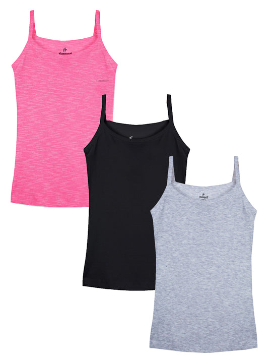 Girls Solid Tank Top Pack of 3