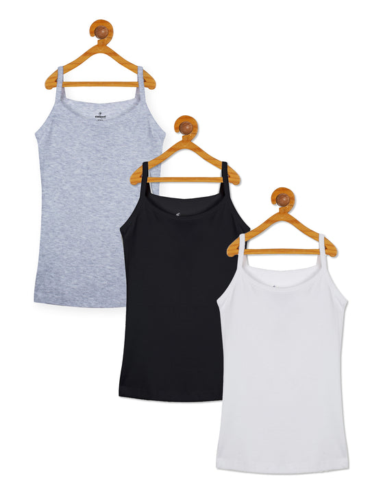 Girls Solid Tank Top Pack of 3