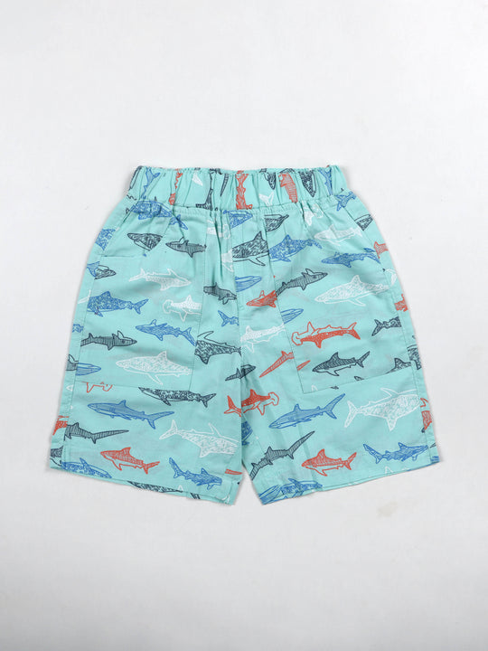 Kiddopanti Boys Cotton Woven All Over Printed Shorts