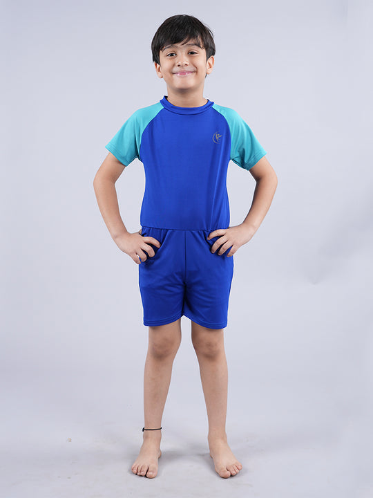 Boys & Girls Half Sleeve Mid Thigh Length Swim Suit