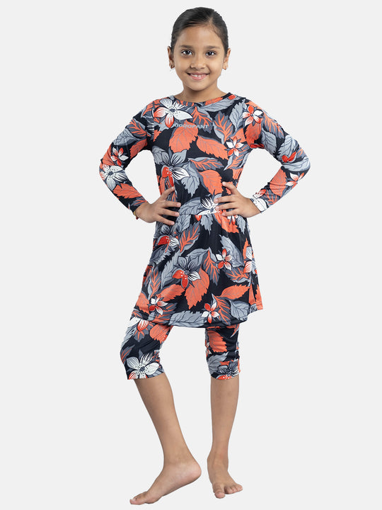 Girl One Piece Full Sleeve with Jammer Swim Dress