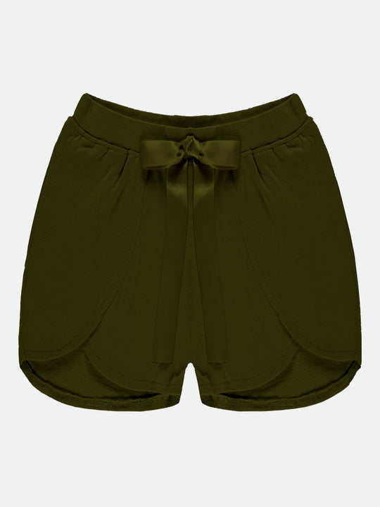 Girls Over Lap Shorts With Bow