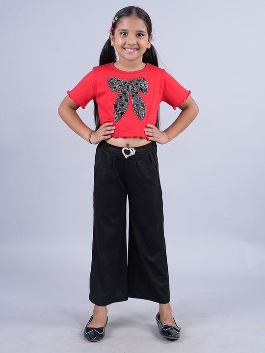 Girls Crop Tee & Wide Leg Pant Set