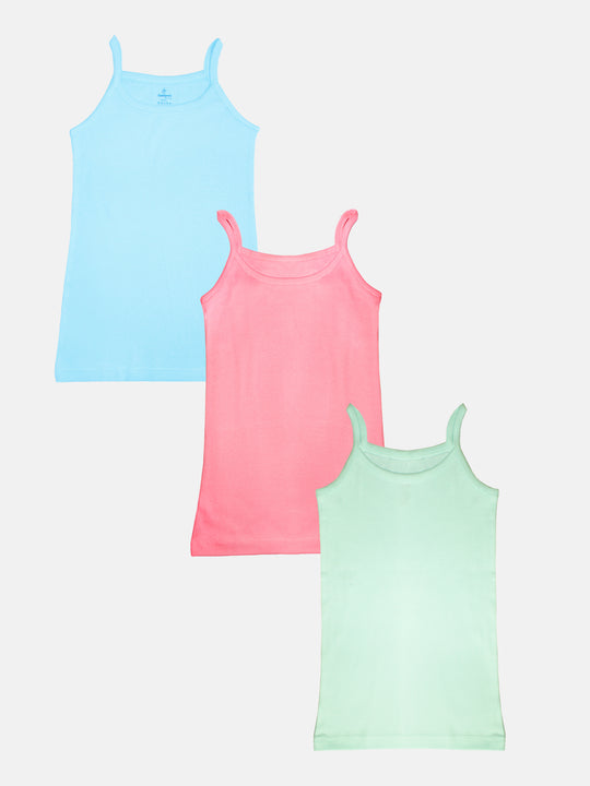 Girls Cotton Solid Camisole Pack of 3