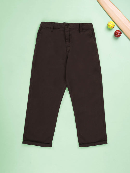 KiddoPanti Boys 100% Cotton Regular Fit Twill Chinos Pant With Half Elasticated Waistband