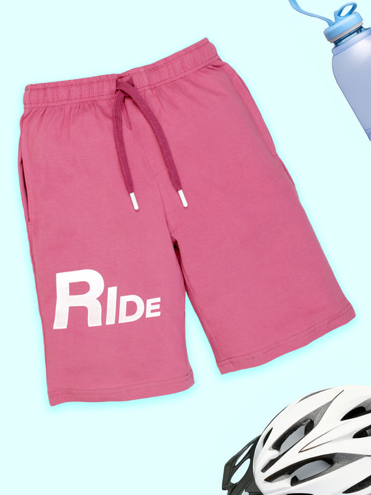 Boys Cotton Knee length Knit Printed Shorts