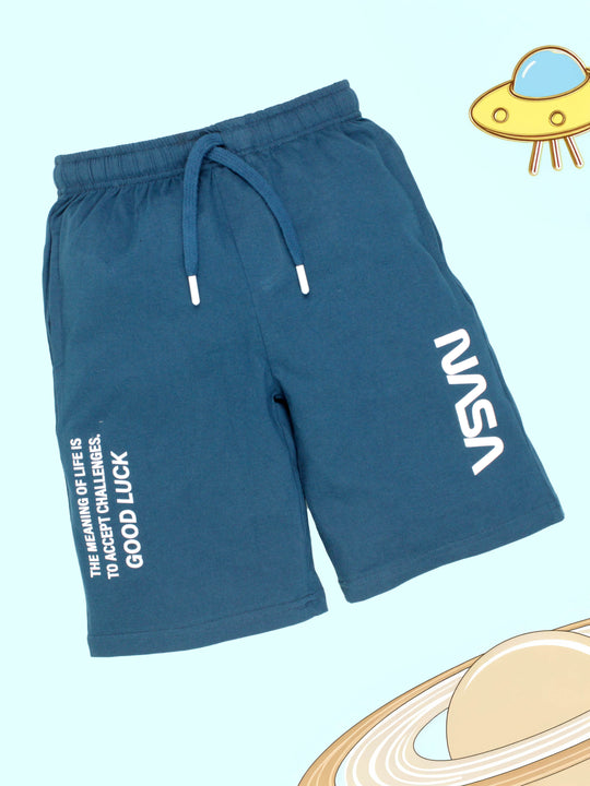 Boys Cotton Knee length Knit Printed Shorts