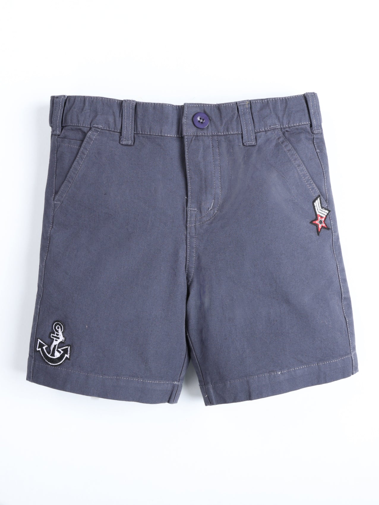 Boys Formal Solid Shorts With Badges
