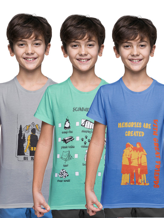 Boys Cotton Jersey Pack of 3 Half Sleeves Printed Tees