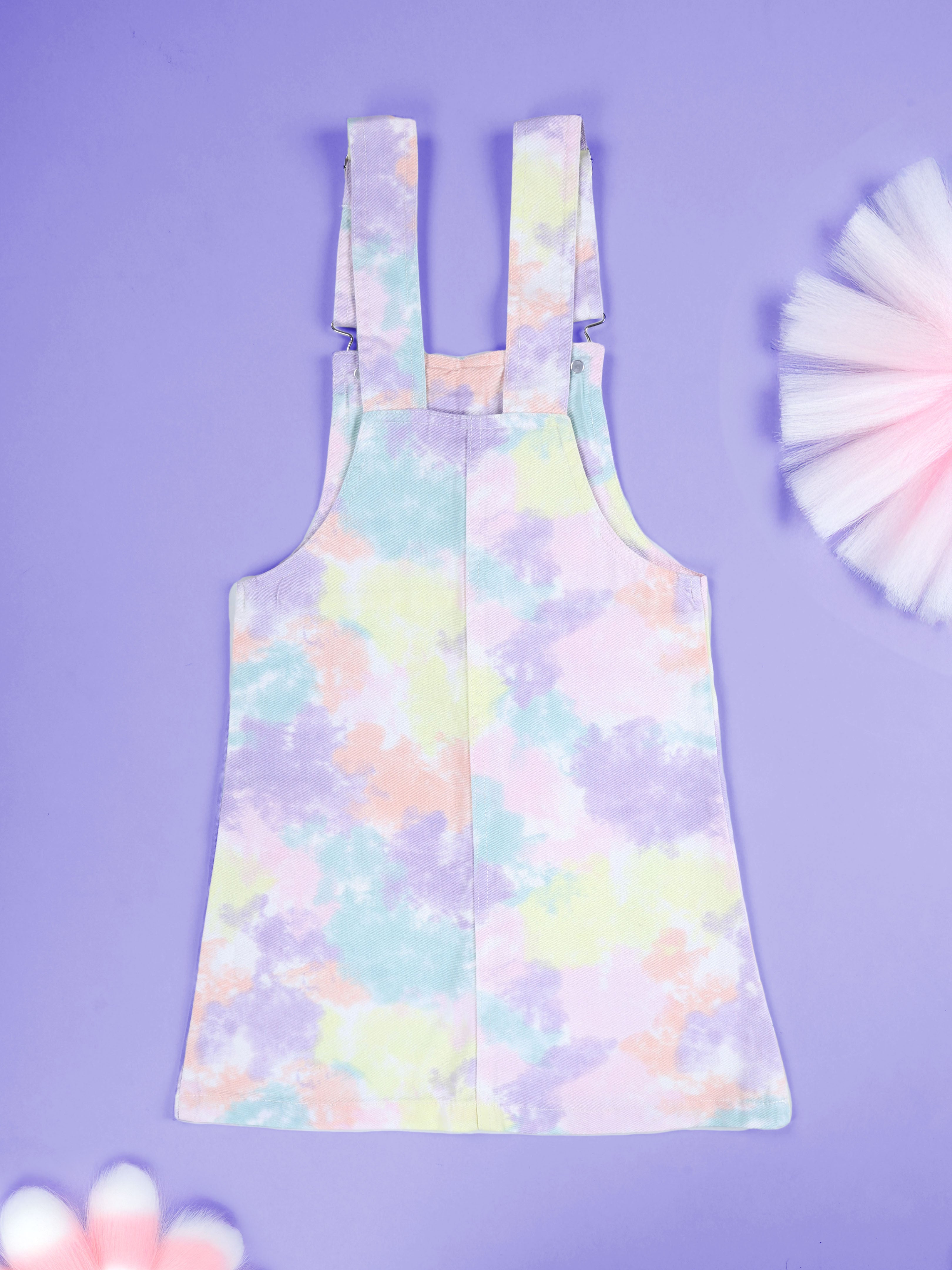 Girls Denim Woven Solid Dungaree Skirt