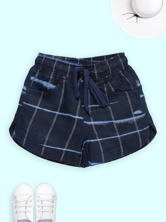 Girls Cotton Woven Plaid Printed Hot Short