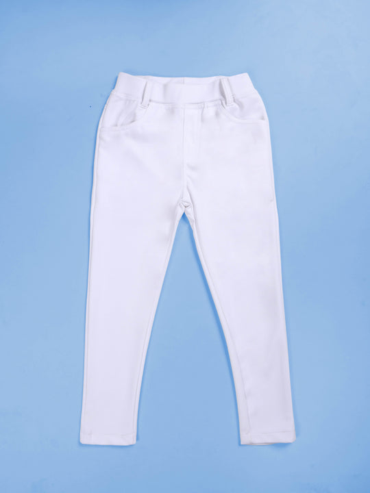 Girls Polyester Solid Twill Jegging Pant
