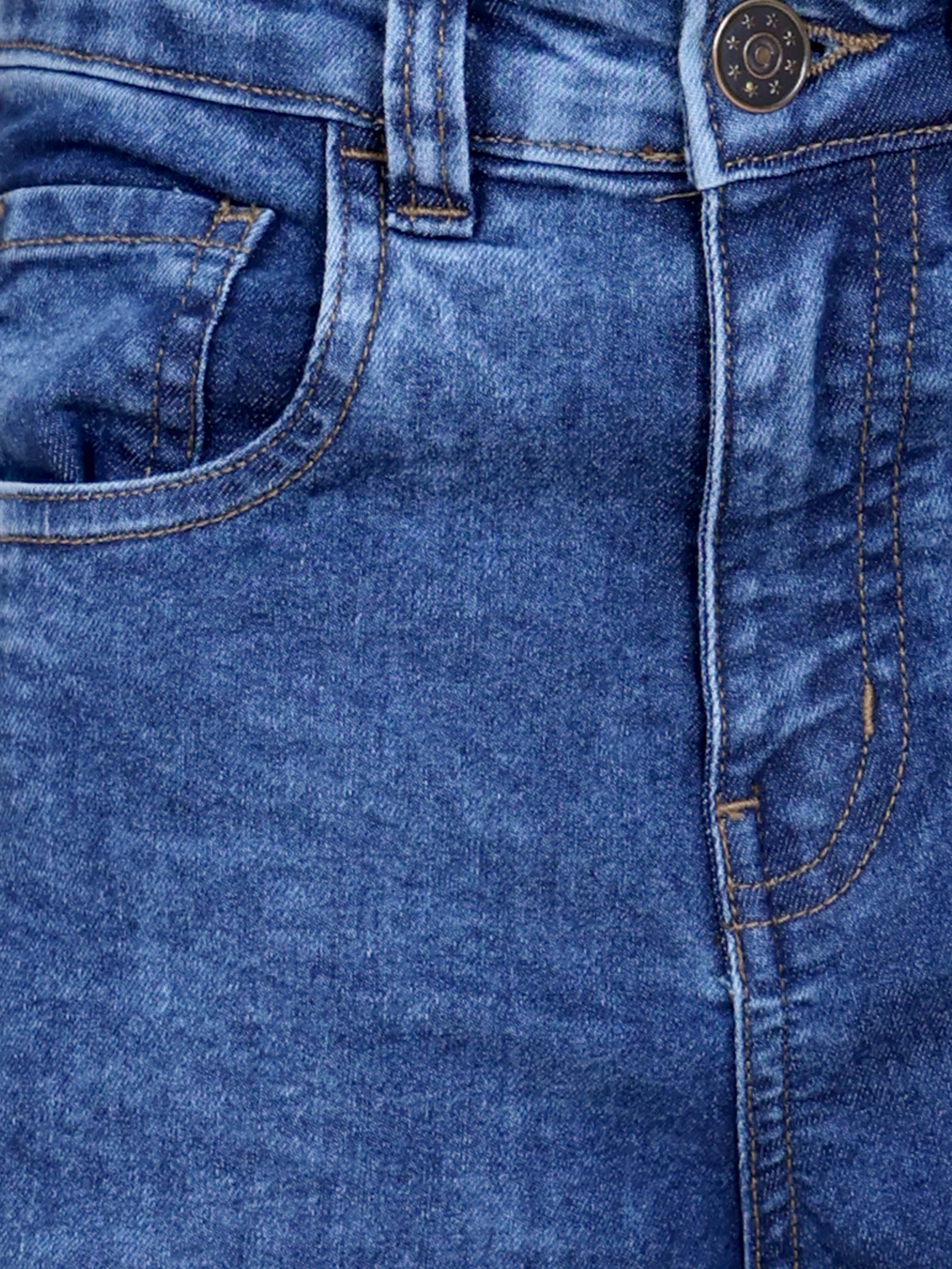 Girls Denim Solid Flared Utility Cargo Pant