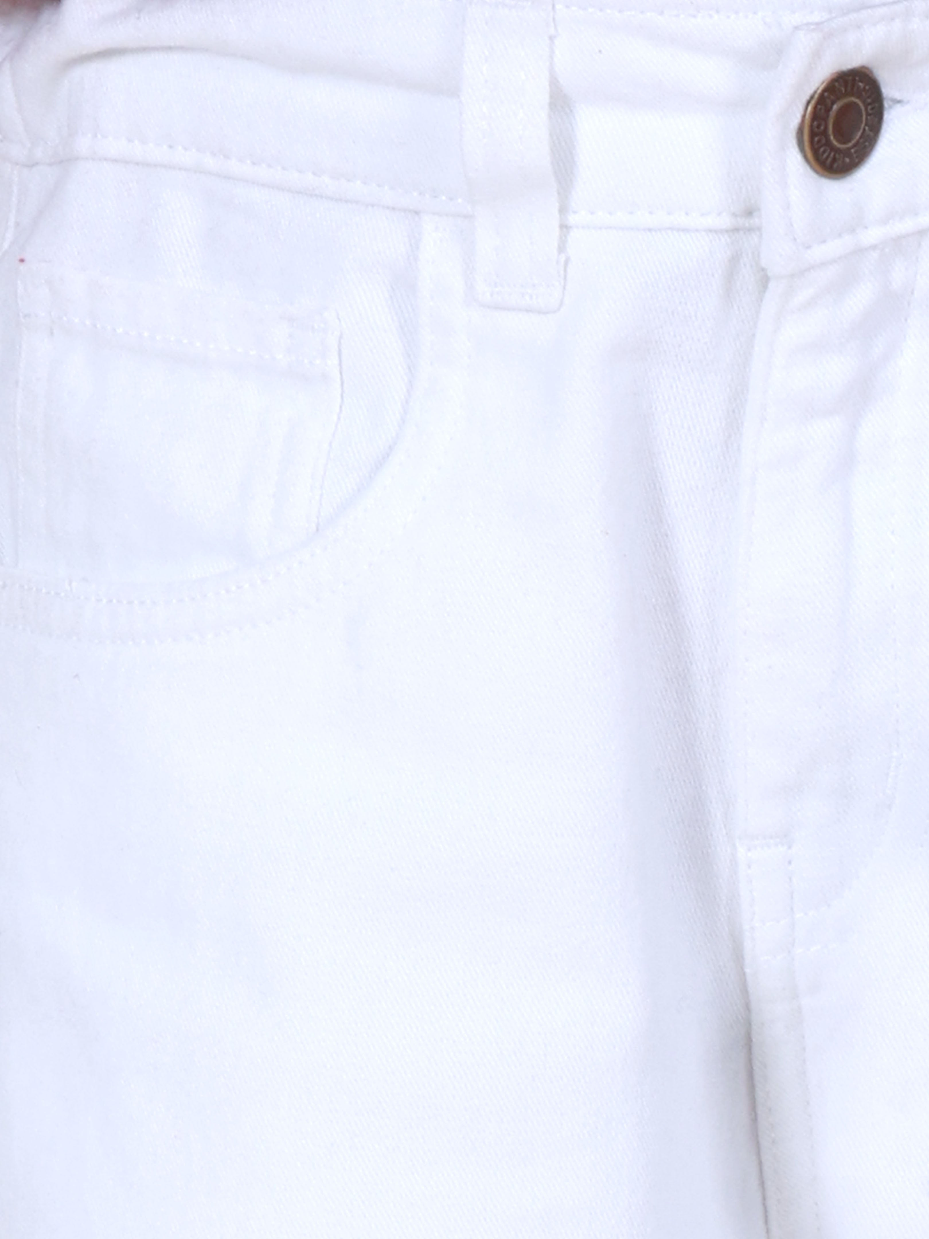 Girls Denim Solid Flared Utility Cargo Pant