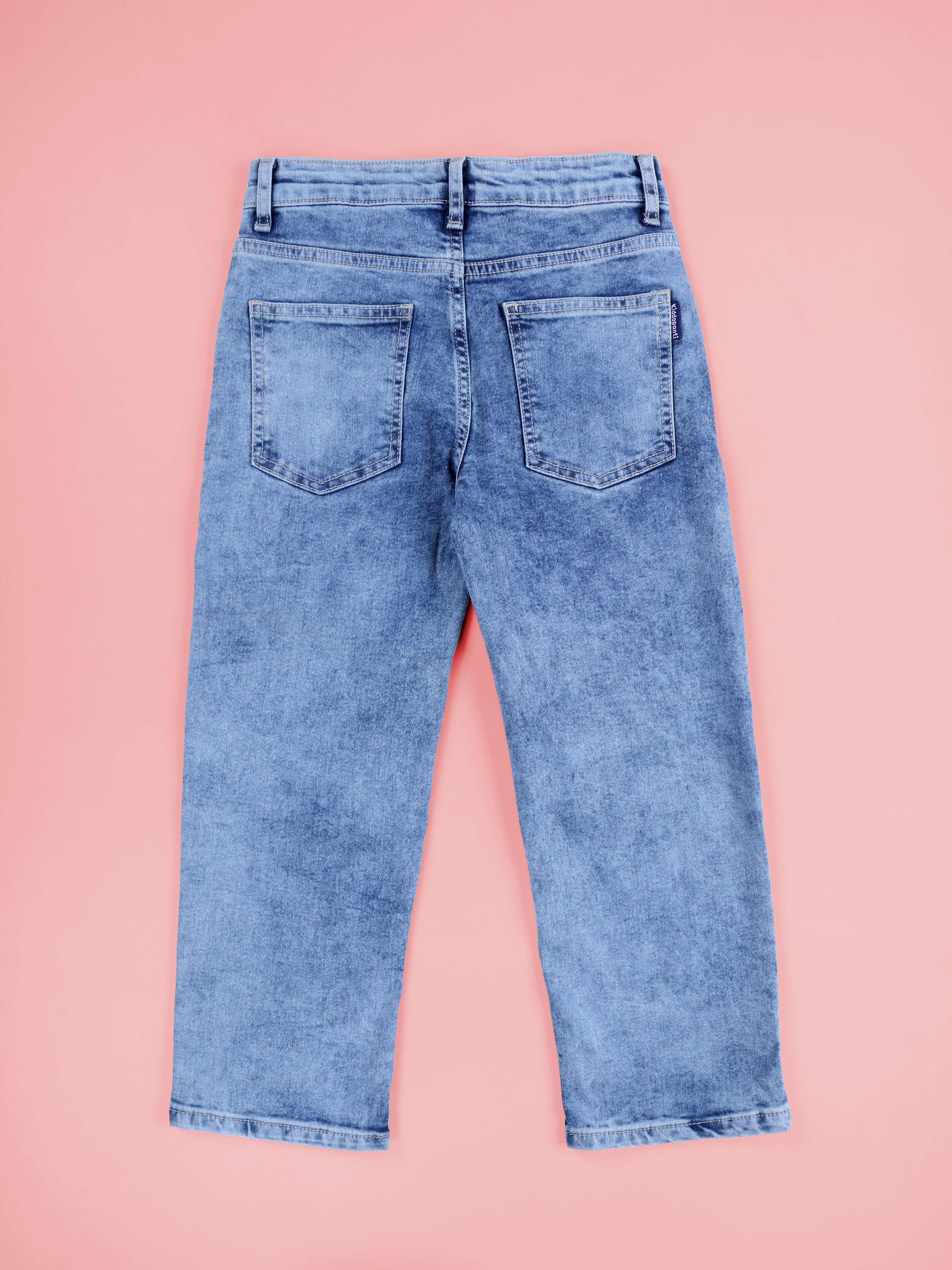 Girls Denim Solid Straight Fit Jeans