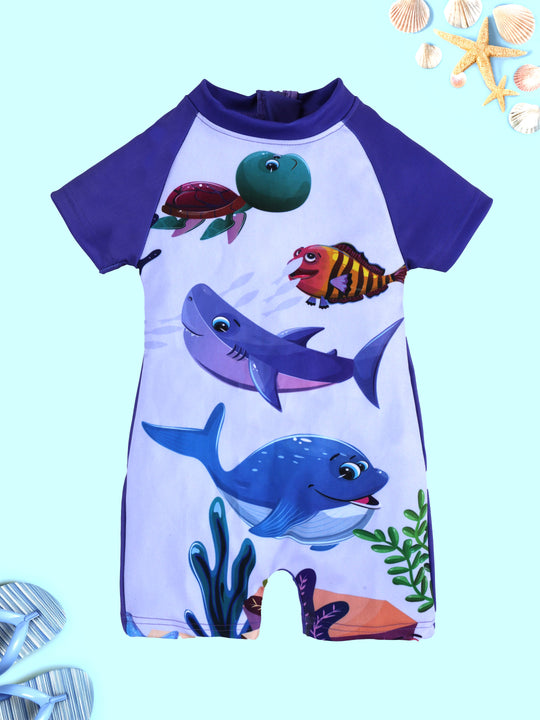 Girls Sea Animal Printed Swimwear Bodysuit