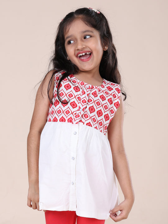 Girls Sleeveless Reversible Printed Dress