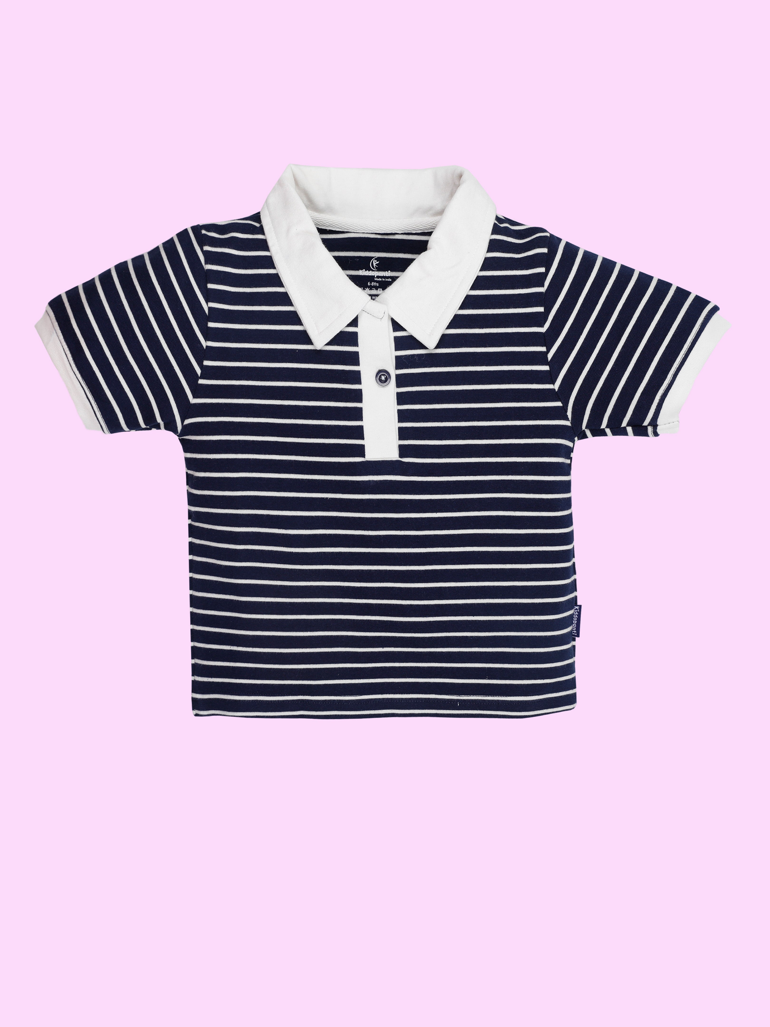 Girls Crop Length Polo Tee and  Rollup Denim Shorts Co Ord Set