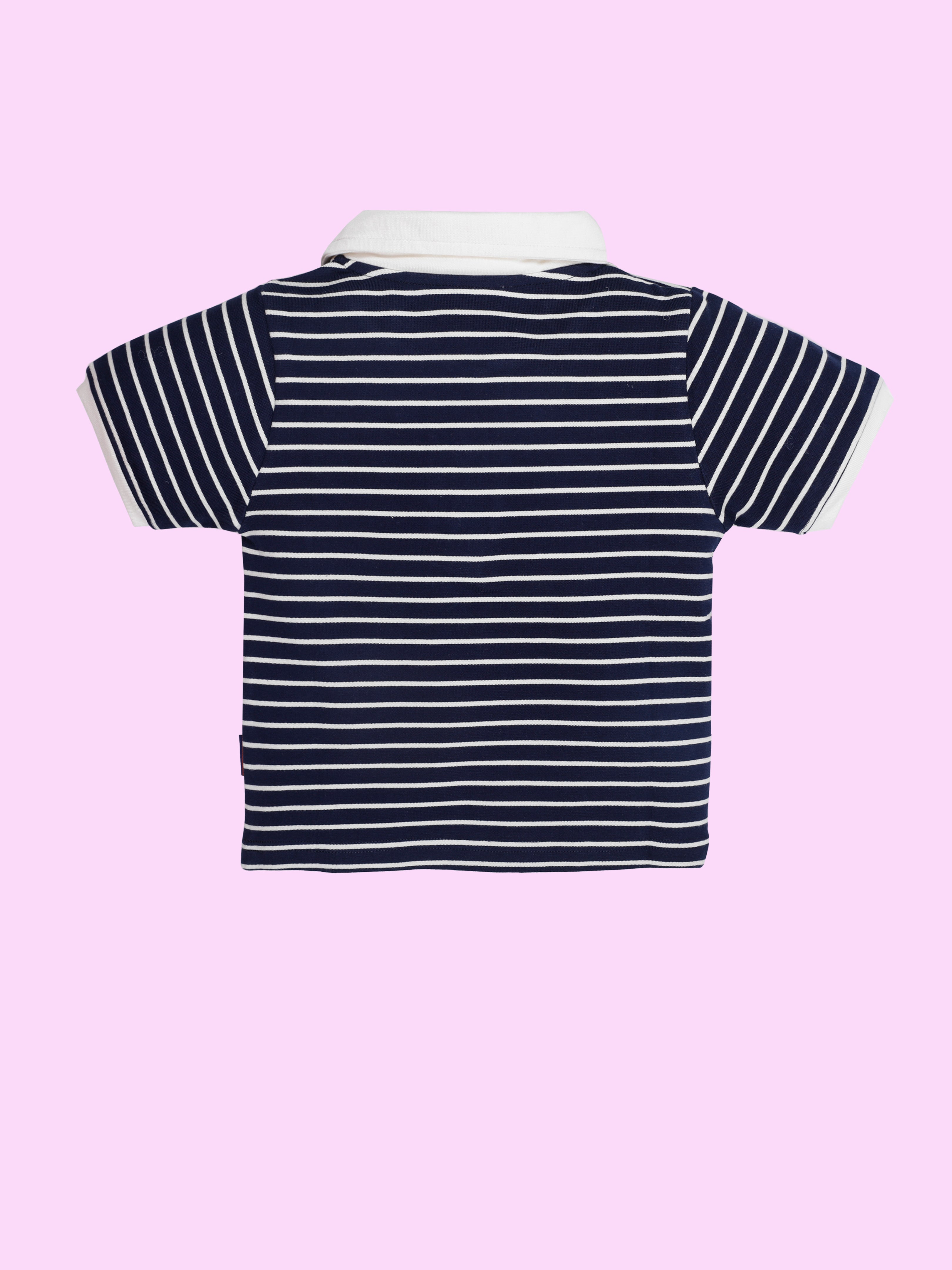 Girls Crop Length Polo Tee and  Rollup Denim Shorts Co Ord Set