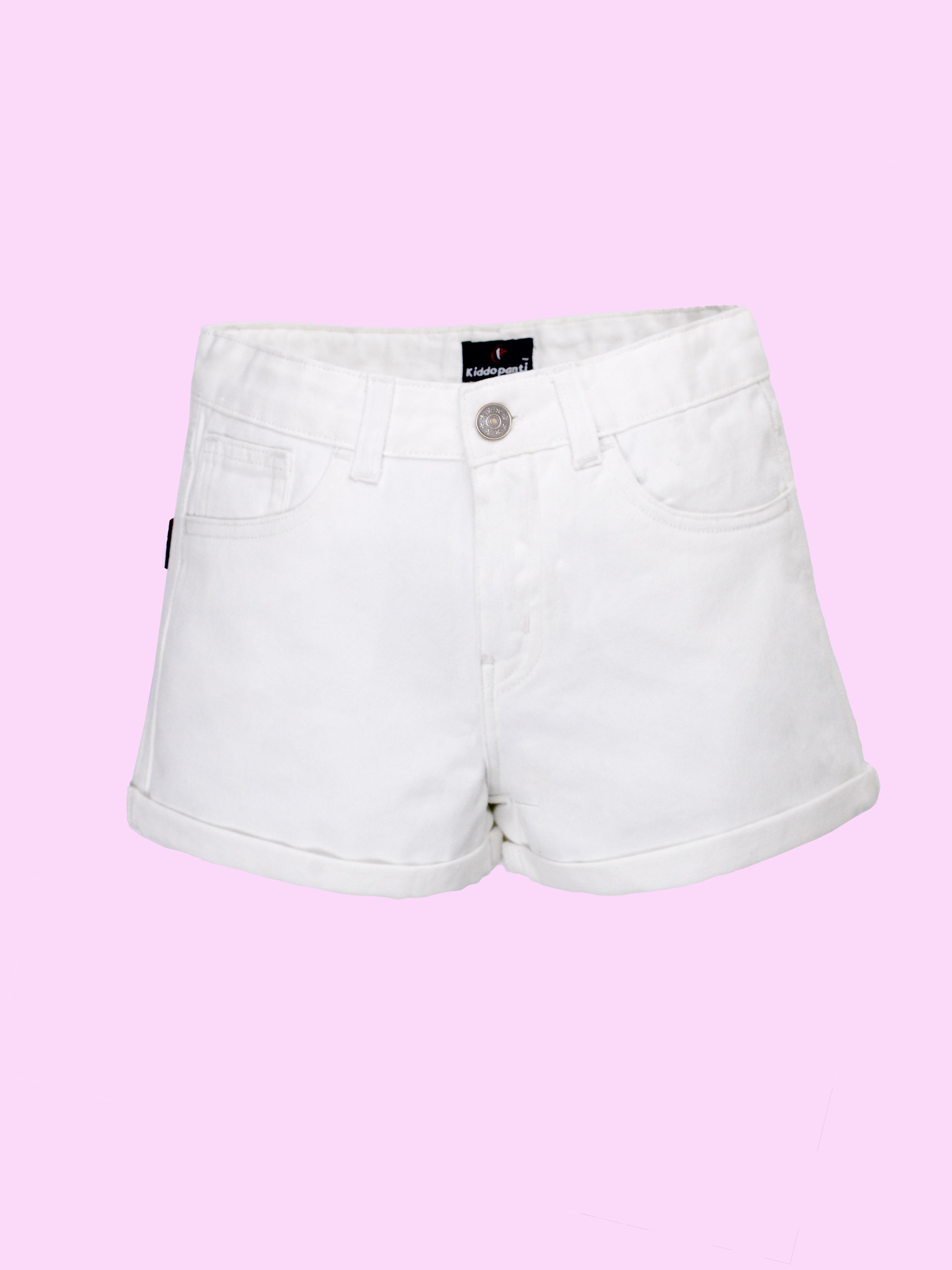 Girls Crop Length Polo Tee and  Rollup Denim Shorts Co Ord Set