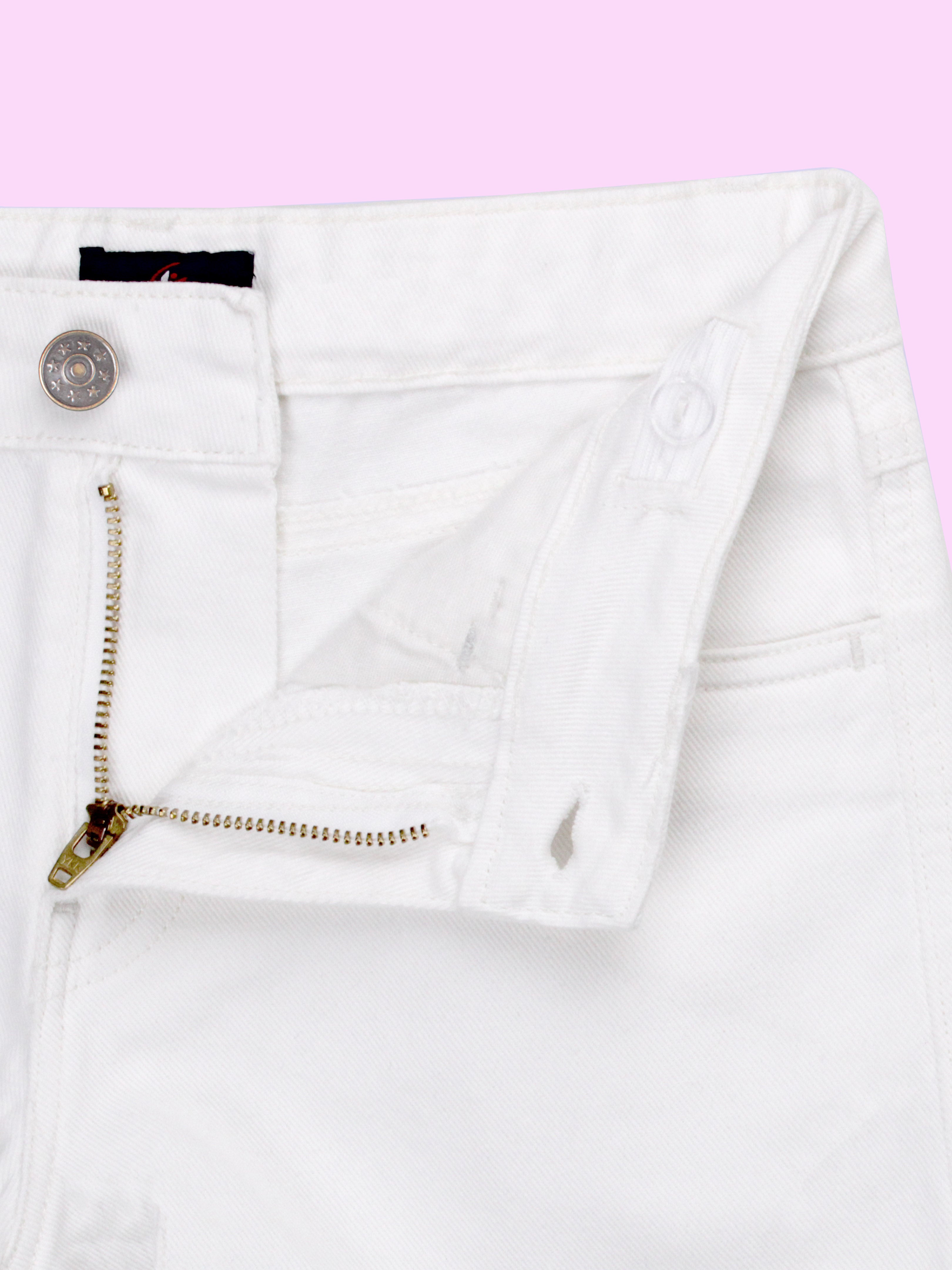 Girls Crop Length Polo Tee and  Rollup Denim Shorts Co Ord Set