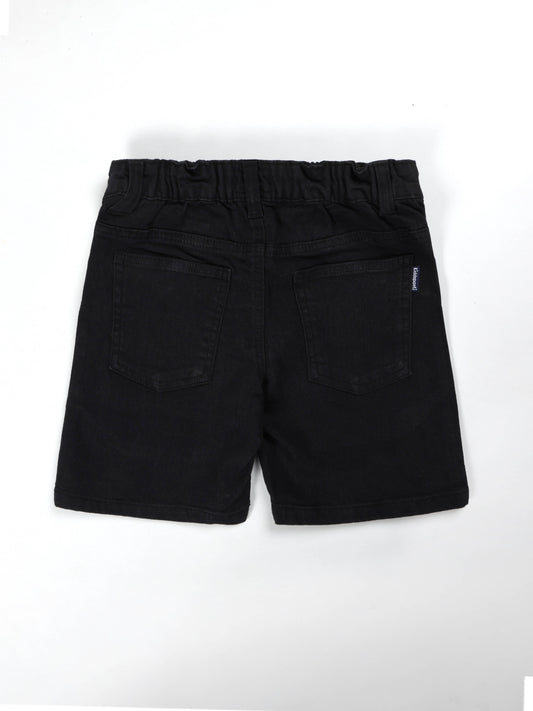 Kiddopanti Boys Denim Woven Passport Applique And Printed Shorts