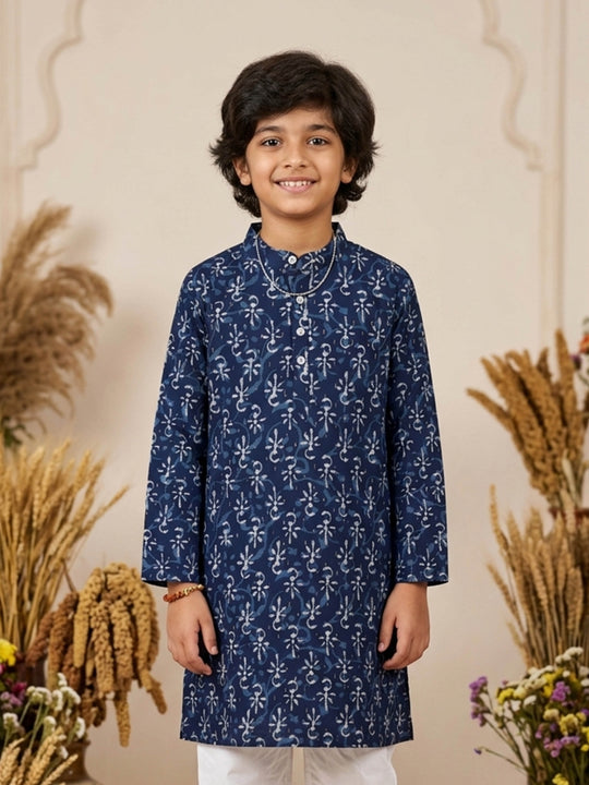 Kiddopanti Boys Ikat Printed Festive & Traditional Ethnic Wear Long Kurta