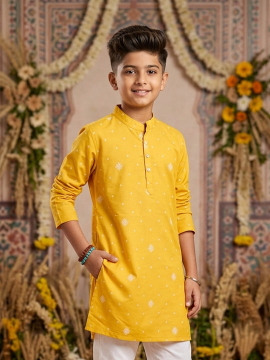 Kiddopanti Boys Ikat Printed Festive & Traditional Ethnic Wear Long Kurta