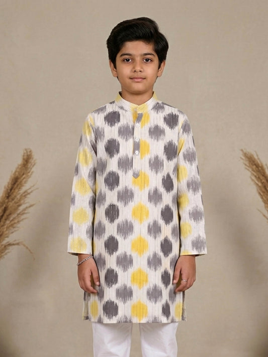 Kiddopanti Boys Ikat Printed Festive & Traditional Ethnic Wear Long Kurta