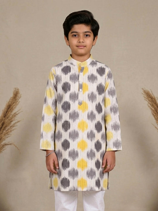 Kiddopanti Boys Ikat Printed Festive & Traditional Ethnic Wear Long Kurta