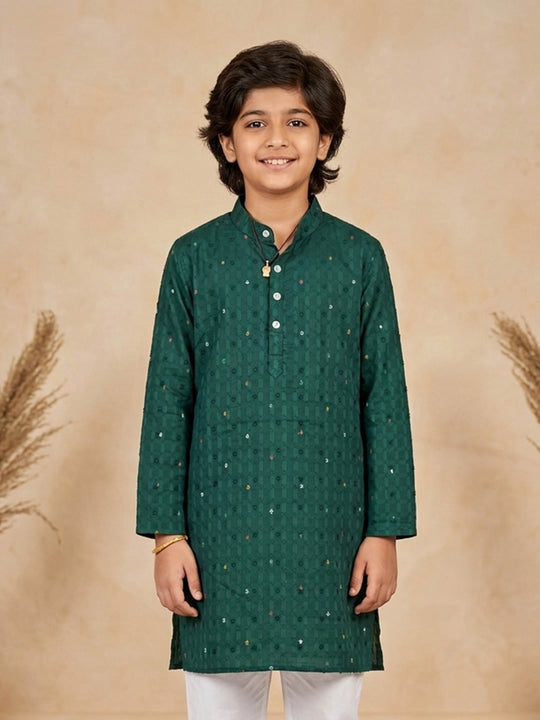 Kiddopanti Boys Ikat Printed Festive & Traditional Ethnic Wear Long Kurta