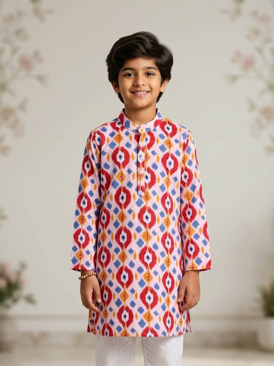 Kiddopanti Boys Ikat Printed Festive & Traditional Ethnic Wear Long Kurta