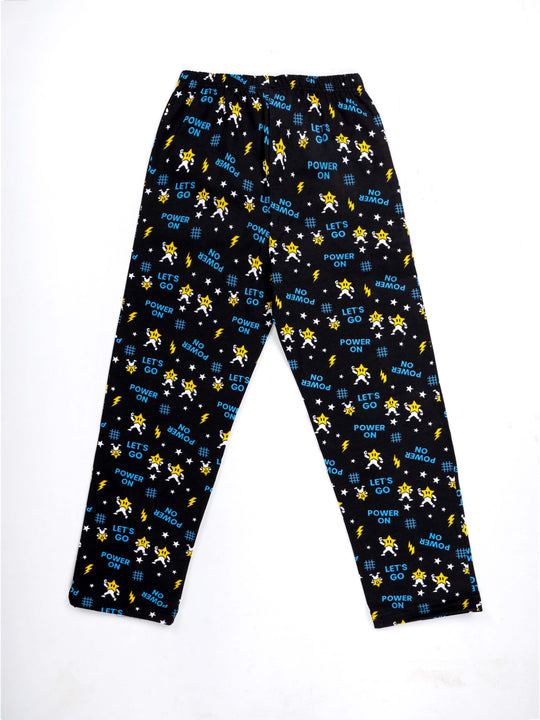 Kiddopanti Boys Cotton All-Over Power Star Print Pyjama Pant With Single Pocket