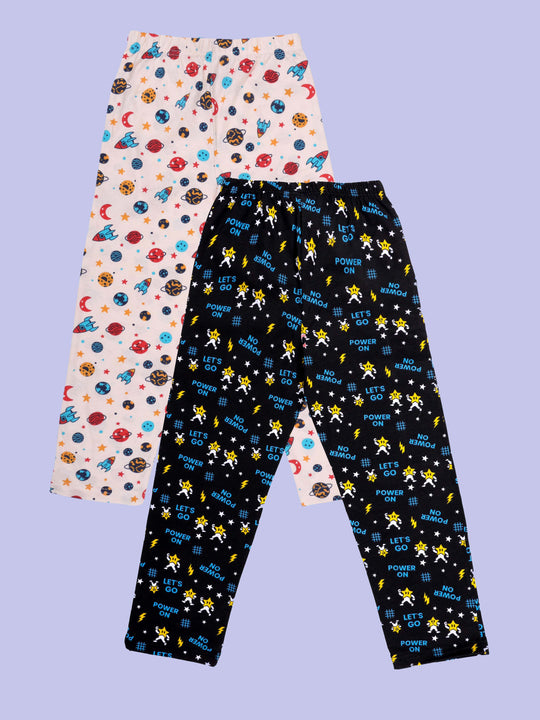 Kiddopanti Boys Cotton AOP Printed Pyjama Pack Of 2