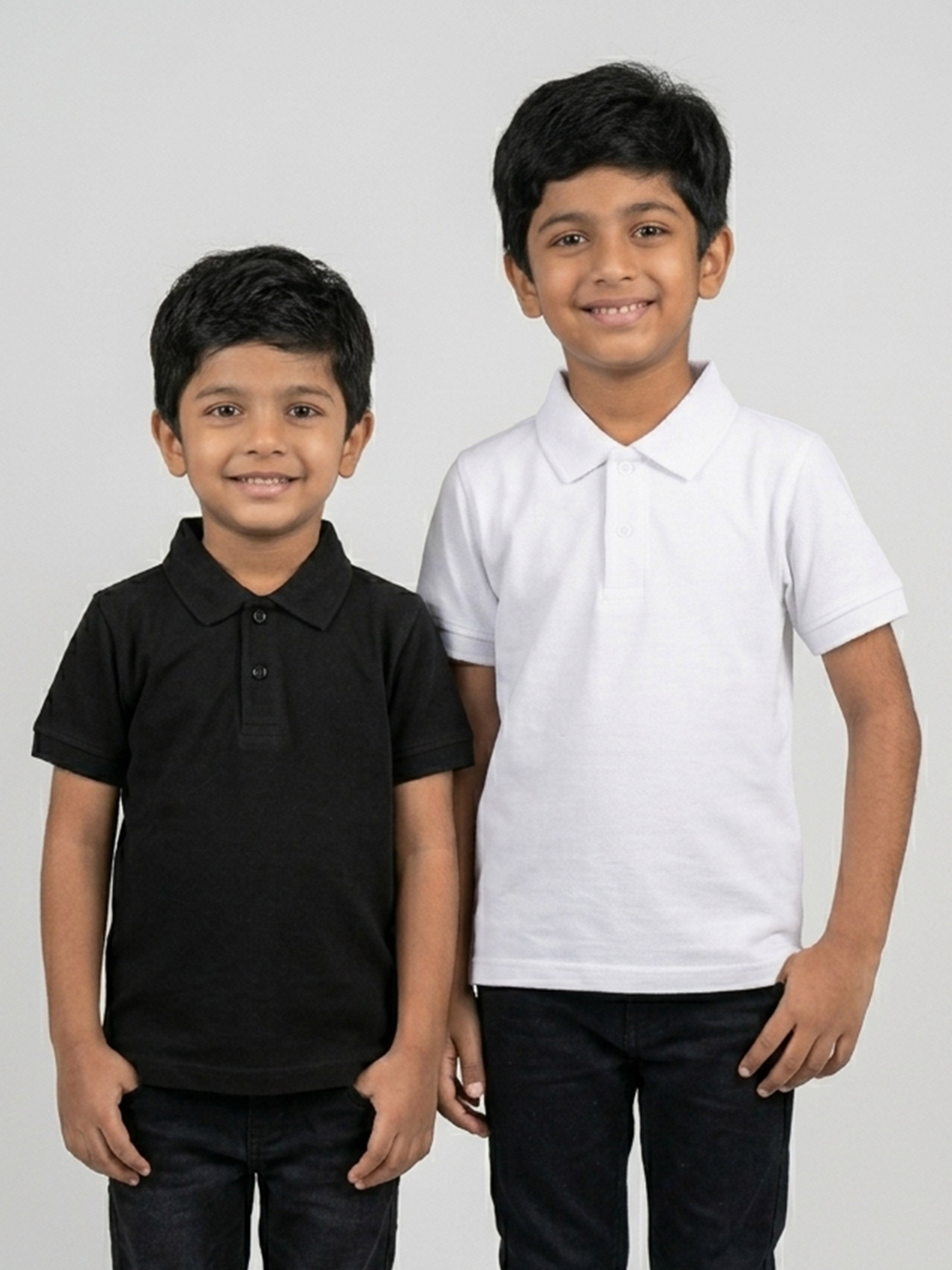 Kiddopanti Boys Cotton Knit Classic Solid Pique Polo T-Shirt Pack of 2