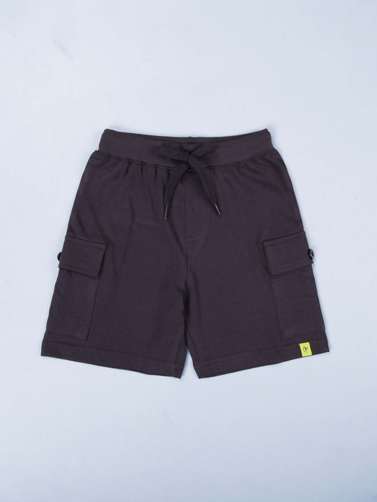 Kiddopanti Boys 100% Cotton Solid Basic Cargo Knit Shorts