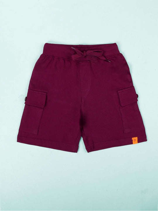 Kiddopanti Boys 100% Cotton Solid Basic Cargo Knit Shorts