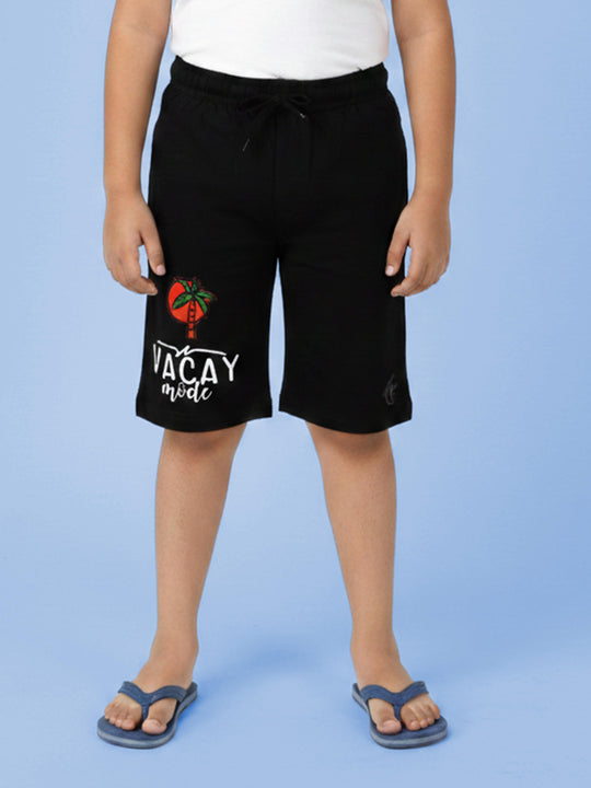 Boys Cotton Knee length Basic Short Print and Badges